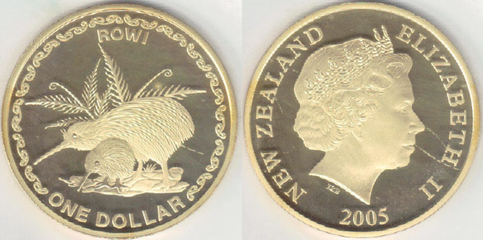 2005 New Zealand $1 (Rowi) Proof